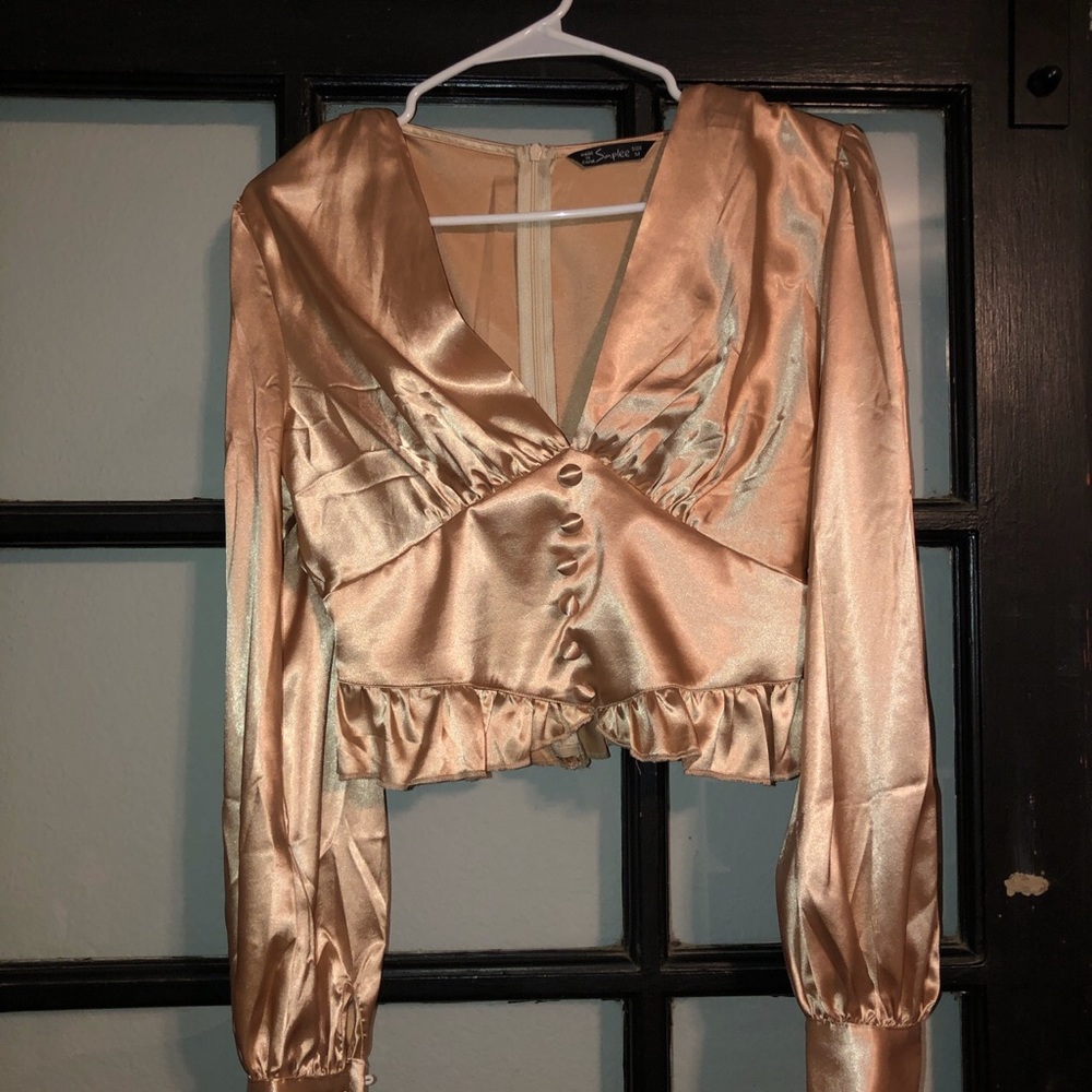 Silk milkmaid long sleeve top